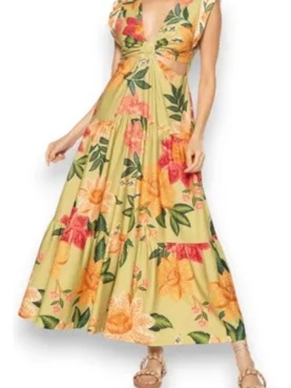 FARM Rio Brazil Arara Em Flor Floral Cutout Maxi Dress Medium